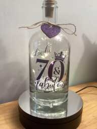 Personalised 70Th Birthday Light Up Bottle, Bottle Lamp With Gift Messaging Service & Bag - thumbnail 1