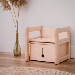 Montessori Multifunctional Chair & Box Set Solid Wood Kids Furniture