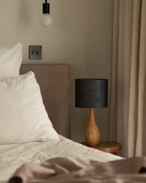 Hand Turned Oak Table Lamp/ Wooden Lamp - image 1