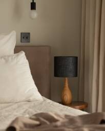 Hand Turned Oak Table Lamp/ Wooden Lamp
