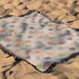 Cotton Woven Blanket, Rainbow Hearts, Modern Bed Throw, Retro Cozy Sofa Boho Nursery Decor, Baby Shower Gift, Valentine's Day - thumbnail 3