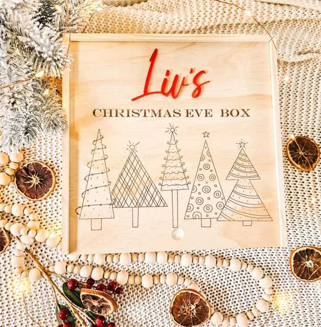 Personalized Wooden Christmas Eve Box, Engraved Family Xmas Keepsake - image 1