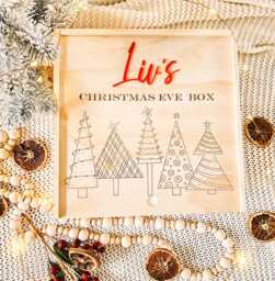 Personalized Wooden Christmas Eve Box, Engraved Family Xmas Keepsake - thumbnail 1
