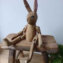 Wooden Rabbit Hare Jointed Puppet Ornament Ornament 32 cm - thumbnail 2