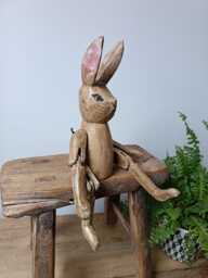 Wooden Rabbit Hare Jointed Puppet Ornament Ornament 32 cm - thumbnail 1