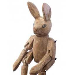 Wooden Rabbit Hare Jointed Puppet Ornament Ornament 32 cm - thumbnail 3