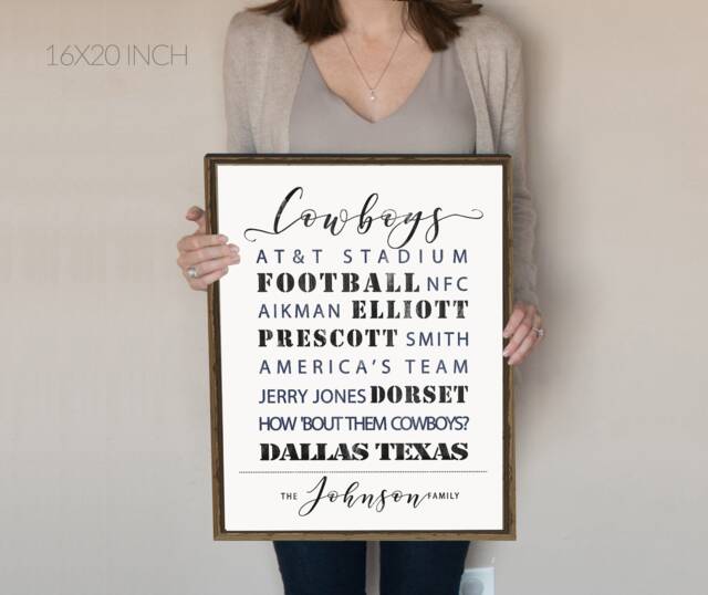 Dallas Cowboys Personalized Print Or Canvas. Gift For Fan. Man Cave Sign. Basement Bar. Decor. Gift Husband - image 1