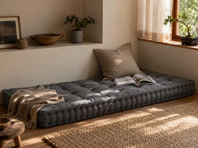 Custom Tufted Floor Pillow - Window Nook Cushion Mudroom Entryway - image 1