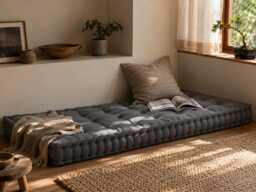 Custom Tufted Floor Pillow - Window Nook Cushion Mudroom Entryway - thumbnail 1