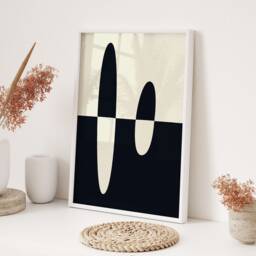 Abstract Split Shape Monochrome Modern Minimal Wall Art Print For Stylish Interiors - thumbnail 3