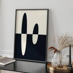 Abstract Split Shape Monochrome Modern Minimal Wall Art Print For Stylish Interiors - thumbnail 2