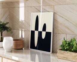 Abstract Split Shape Monochrome Modern Minimal Wall Art Print For Stylish Interiors - thumbnail 1