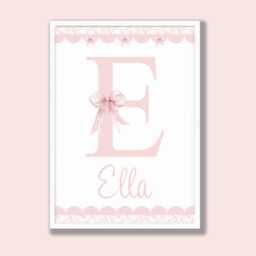 Nursery Prints Girl, Floral Goose Wall Art, Pink Toile Bows Set Of 3 - thumbnail 2
