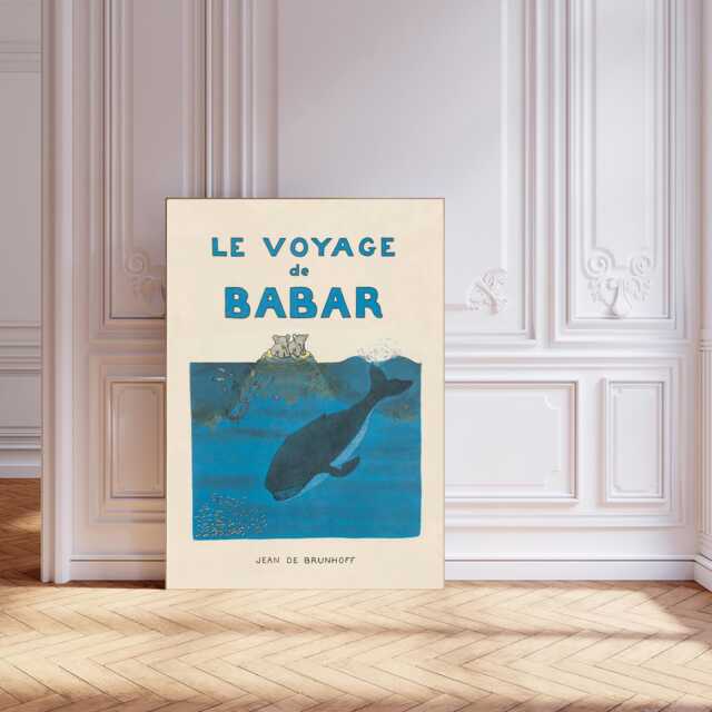Babar The Elephant Whale Nursery Wall Art Retro Kids Decor Quote Genre Neutral Baby Illustration Print - image 1