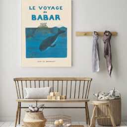 Babar The Elephant Whale Nursery Wall Art Retro Kids Decor Quote Genre Neutral Baby Illustration Print - thumbnail 3