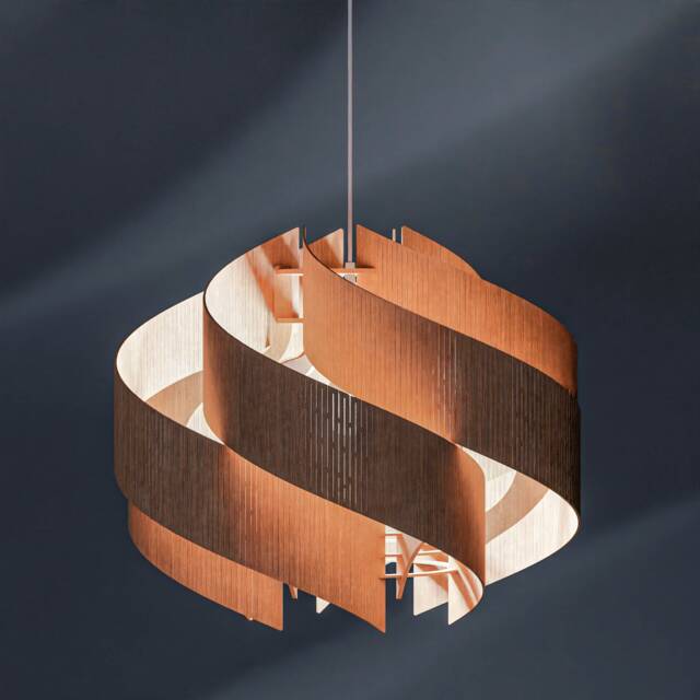 Handmade Wooden Pendant Light, Scandinavian Style Ceiling Lamp - 601mm - image 1