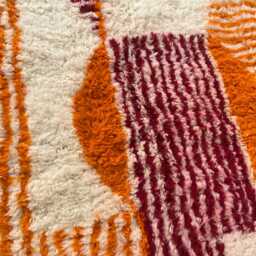 Orange Striped Moroccan Rug , Rugs For Living Room Custom Handmade Wool Berber Beni Ourain 10x14 - thumbnail 3