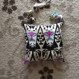 20x20 Velvet Ikat Pillow Cover Handwoven Silk Accent - thumbnail 3