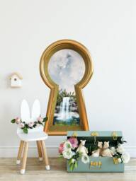 3D Keyhole Fabric Wall Decal - Fairytale Waterfall 3D Sticker Wonderland Removable - thumbnail 1