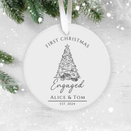 Our First Christmas Engaged, Personalised Ceramic Decoration, Ornament 2024, Personalized Ornament, UK - thumbnail 1