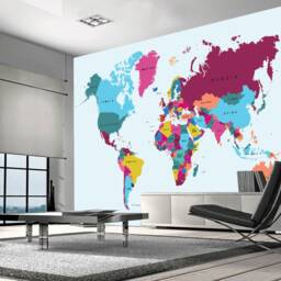 World Map Children Photo Wallpaper Wall Mural Kids Bedroom Kitchen Home Decoration - thumbnail 2