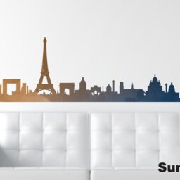 Paris Wall Decals - Silhouette City Skyline Decal Eiffel Tower - thumbnail 2