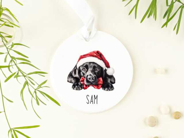 Personalised Labrador Ceramic Ornament, Yellow, Black & Chocolate Labrador Tree Decoration, Bauble, Perfect Gift For The Tree - image 1