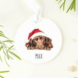 Personalised Labrador Ceramic Ornament, Yellow, Black & Chocolate Labrador Tree Decoration, Bauble, Perfect Gift For The Tree - thumbnail 3