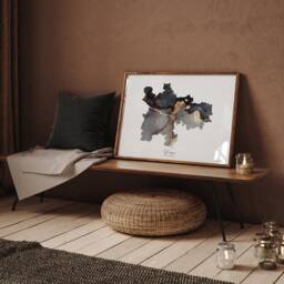 Glasgow Map Black & Gold Wall Art Print- Scotland - United Kingdom Great Britain - thumbnail 2