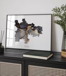 Glasgow Map Black & Gold Wall Art Print- Scotland - United Kingdom Great Britain - thumbnail 1