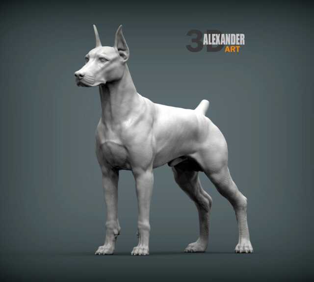 3D Printed Doberman Pinscher Figurine Pet Memorial Decor - image 1