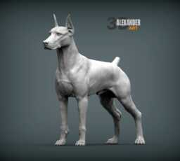 3D Printed Doberman Pinscher Figurine Pet Memorial Decor - thumbnail 1