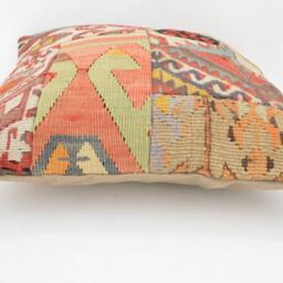 Kilim Pillow Patchwork Wool , Front Side Patchwork Unico, 40x40 cm .16x16Inc , Kilim Cover, Home D??cor , Throw Decorative - thumbnail 3