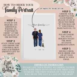 Personalised Family Portrait Uniform Print - Police, Firefighter, Nurse Christmas Gift For Him Custom Faceless Portrait Illustration - thumbnail 3
