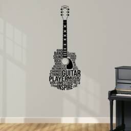 Quality Musical Guitar Shaped Text Vinyl Matte Wall Art Decal - thumbnail 2