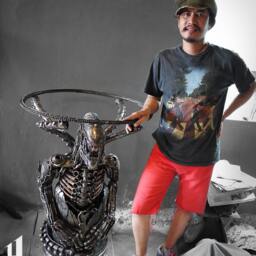 100cm Metal Monster Table - Include A Glass Tabletop - thumbnail 4