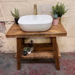 Mullion - Handmade Rustic Pine Furniture Solid Timber Vanity Unit Wooden Bathroom - thumbnail 4