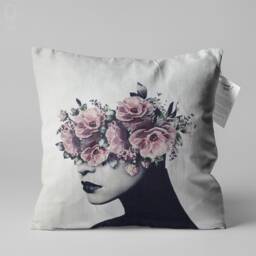 Floral Woman Chenille Cushion Cover Abstract Art Pillow - thumbnail 1
