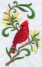 Kentucky Cardinal & Goldenrod Medley. Embroidered With Feather Insert - thumbnail 2