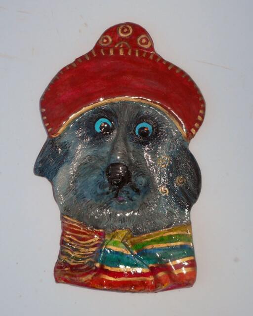 Jose The Terrier - Ooak Ceramic Whimsical Dog Wall Decor