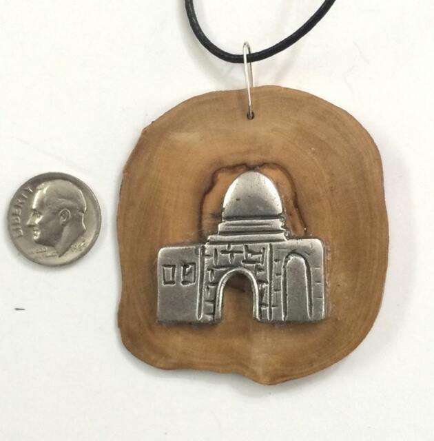 Israeli Handmade Judaica Art Olive Pendant Necklace Rachel's Tomb Israel P51