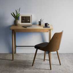 Oak Furniture Yotsa With Wide Drawer Executive Computer Desk Mid Century Modern Table Unique Solid Wood Wooden Scandinavian - thumbnail 2