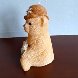 Handmade Shabby Chic Hattie Bear Candle, Animal, Eco, Vegan & Vegetarian Friendly - thumbnail 2