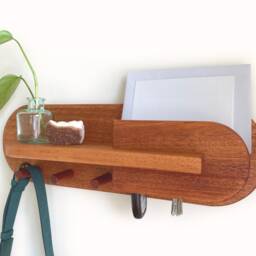 Exotic Mahogany Entryway Organizer, Wall Mount Coat Rack With Shelf, Key Holder, Mail Organization For Home Decor - thumbnail 3
