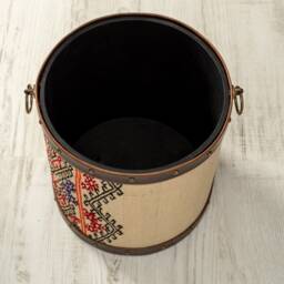Dresser, Vintage Round Storage Ottoman, Kilim Rug Furniture, Stool - thumbnail 4