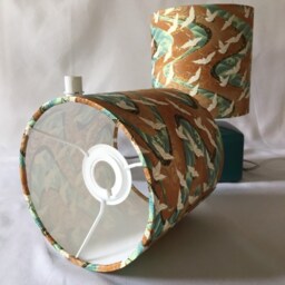 Lampshades-Pair Of Handmade Lampshades Made With Hand Printed Japanese Chiyogami Paper. 15 cm Diameter High - thumbnail 4