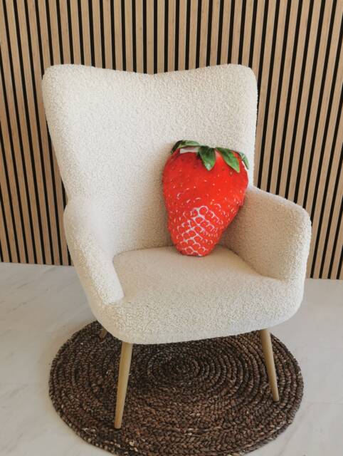 Realistic Strawberry Pillow Velvet Plush Fruit Cushion - 17.7 - image 1