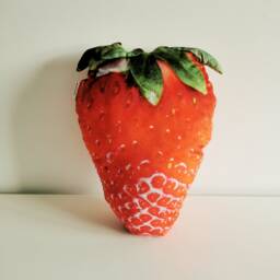 Realistic Strawberry Pillow Velvet Plush Fruit Cushion - 17.7 - thumbnail 3