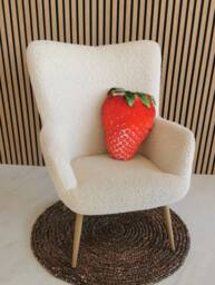 Realistic Strawberry Pillow Velvet Plush Fruit Cushion - 17.7 - thumbnail 1