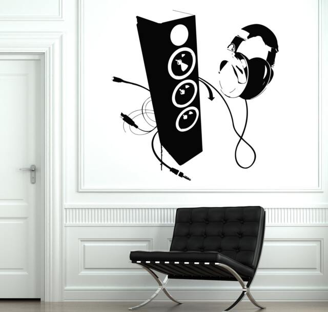 Wall Vinyl Decal Music Headphones Head Phones Speakers Decor 2077Di - image 1